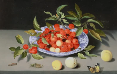 Nature morte de cerises et de pêches